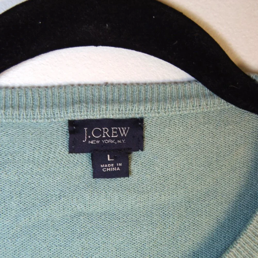 J.Crew Cashmere Blend Super‎ Soft Pale Green Men's Sweater SZ L